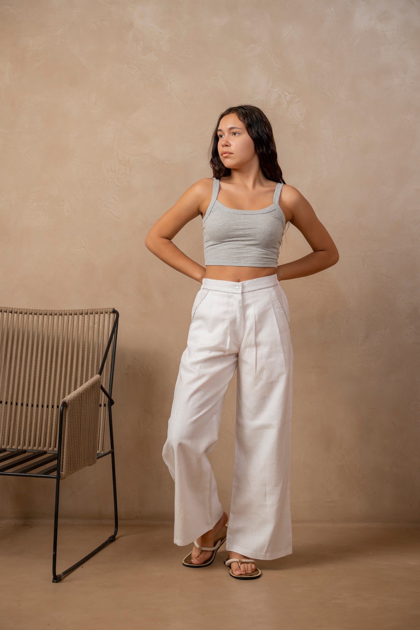 Dhara | Pleated Wide Leg Pants in White - The Tulua Shop