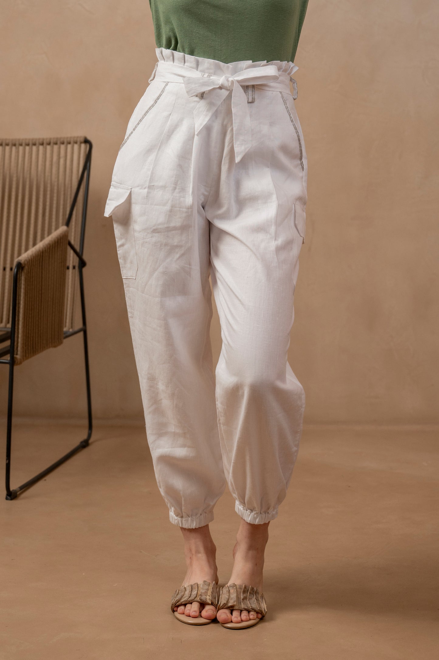 Yama | Cargo Jogger Pants in White - The Tulua Shop