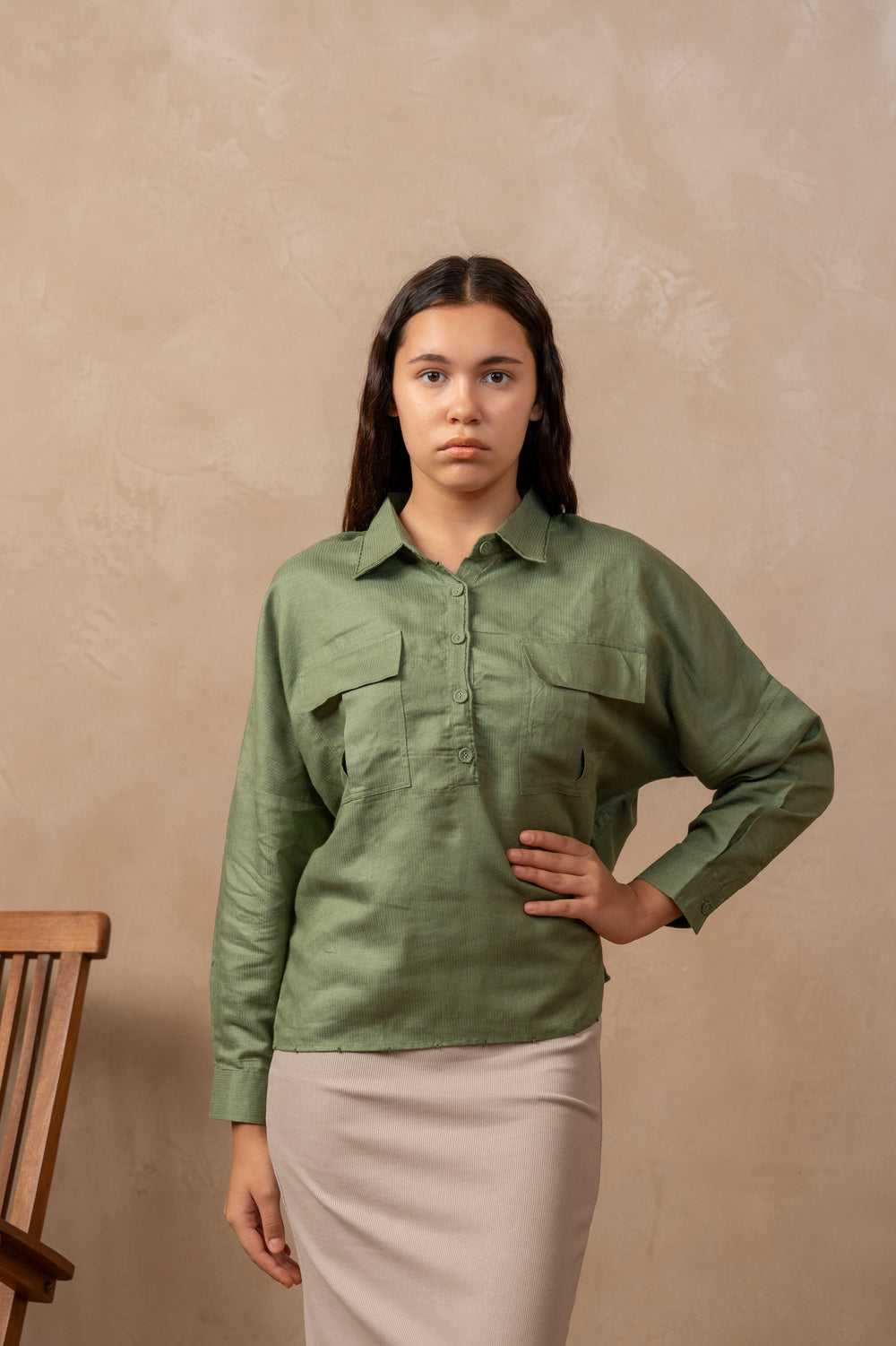 Keya | Full Sleeve Shirt in Olive - The Tulua Shop