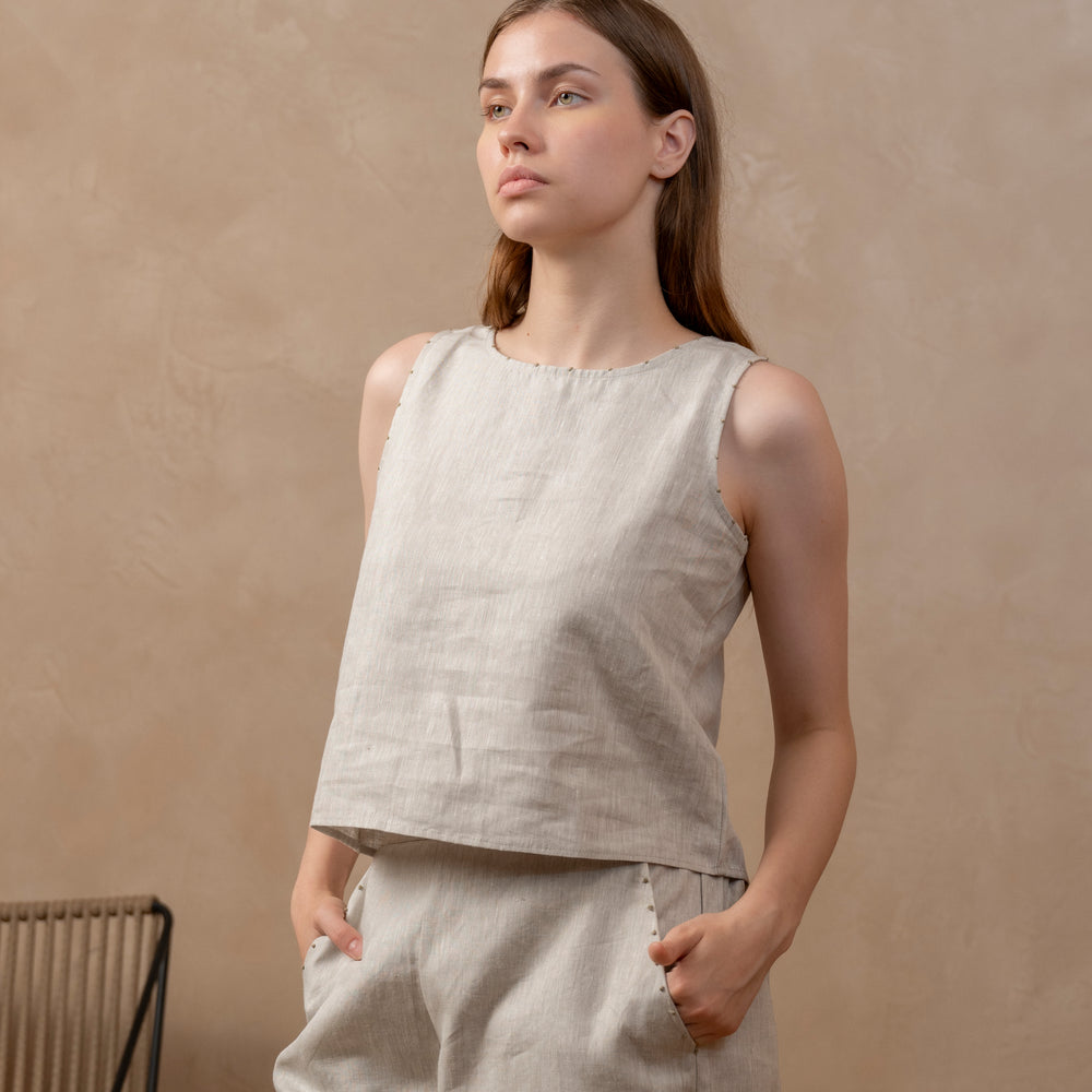Tulua Women's Sleeveless Top in Natural Hemp Sustainable Fabric - Linen wear