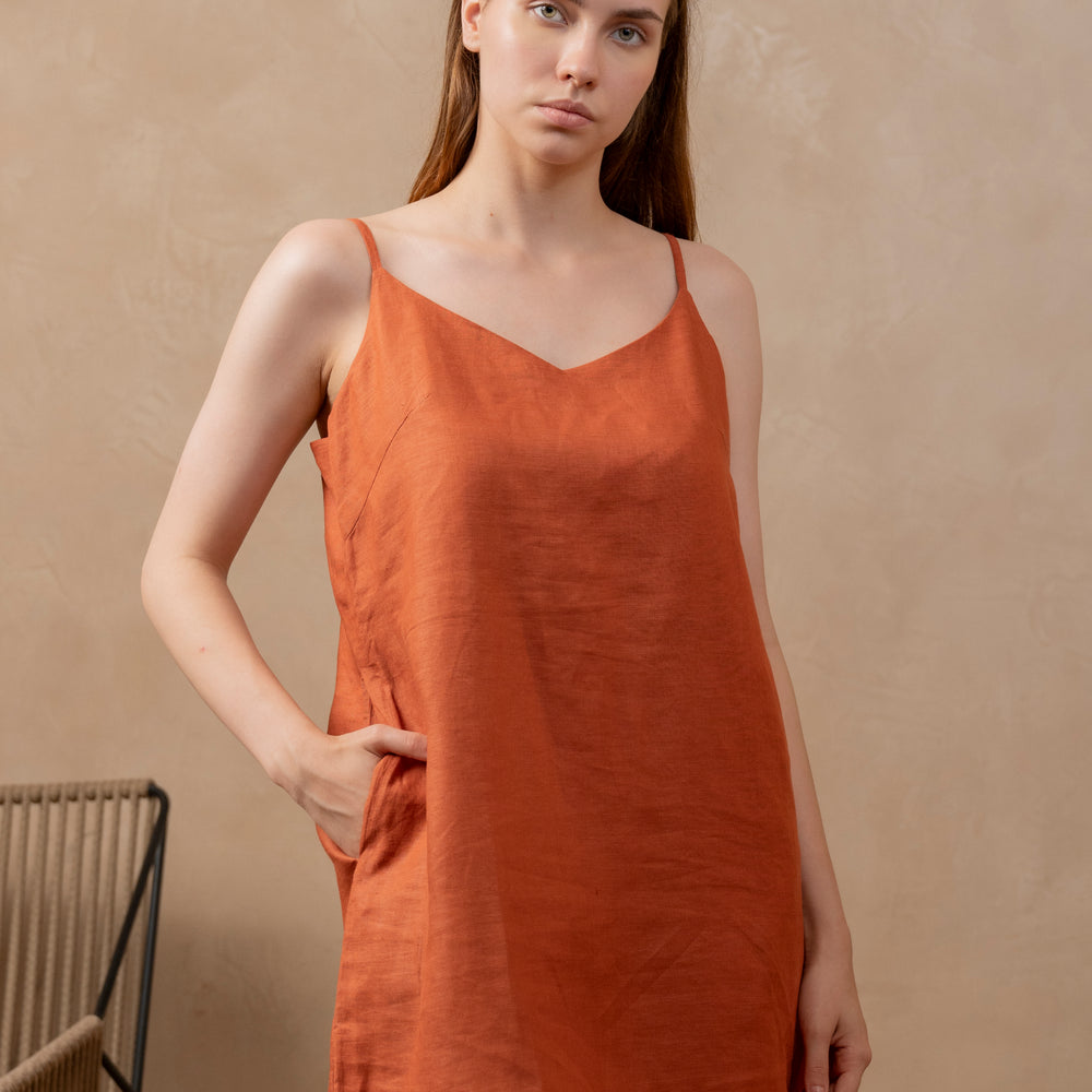 
                      
                        Tulua's Lounge Dress Set, Hemp Sustainable Fabric,  Close up view, Lounge set, comfort style, Co-ord, work outfit, sleeveless, pockets
                      
                    
