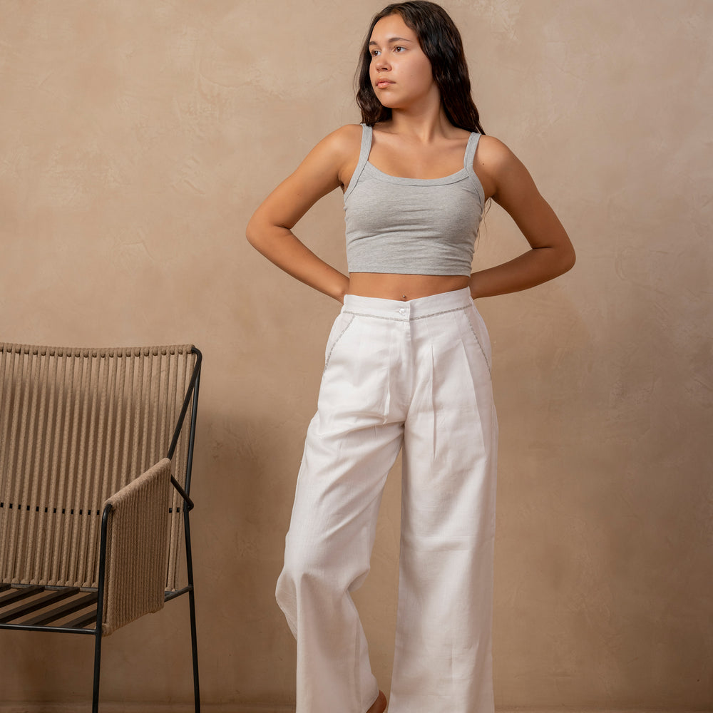 
                      
                        Dhara | Pleated Wide Leg Pants in White - The Tulua Shop
                      
                    